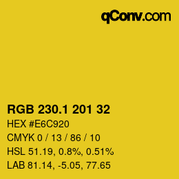 カラーコード: RGB 230.1 201 32 | qconv.com