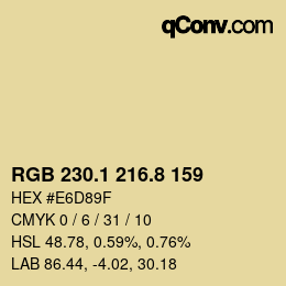Color code: RGB 230.1 216.8 159 | qconv.com
