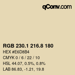 Color code: RGB 230.1 216.8 180 | qconv.com