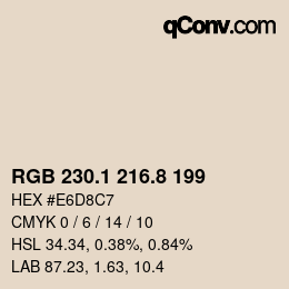 Color code: RGB 230.1 216.8 199 | qconv.com