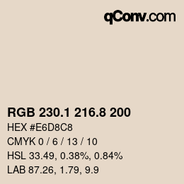 Color code: RGB 230.1 216.8 200 | qconv.com