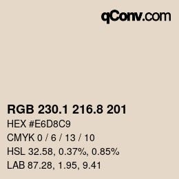Color code: RGB 230.1 216.8 201 | qconv.com