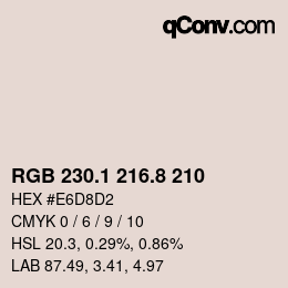 Color code: RGB 230.1 216.8 210 | qconv.com