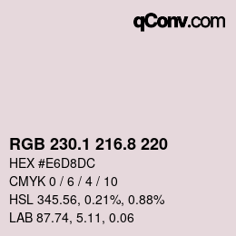 Color code: RGB 230.1 216.8 220 | qconv.com