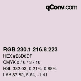 Color code: RGB 230.1 216.8 223 | qconv.com