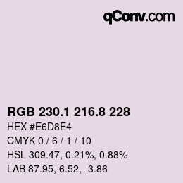 Color code: RGB 230.1 216.8 228 | qconv.com