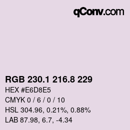 カラーコード: RGB 230.1 216.8 229 | qconv.com