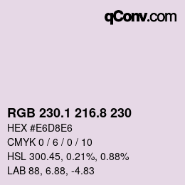 Color code: RGB 230.1 216.8 230 | qconv.com