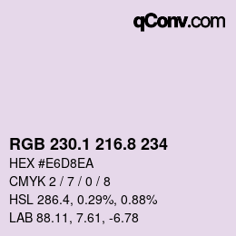 Color code: RGB 230.1 216.8 234 | qconv.com