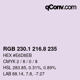 Color code: RGB 230.1 216.8 235 | qconv.com