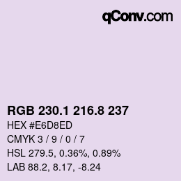 カラーコード: RGB 230.1 216.8 237 | qconv.com