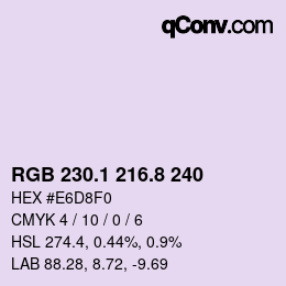 Farbcode: RGB 230.1 216.8 240 | qconv.com