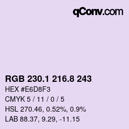 Color code: RGB 230.1 216.8 243 | qconv.com