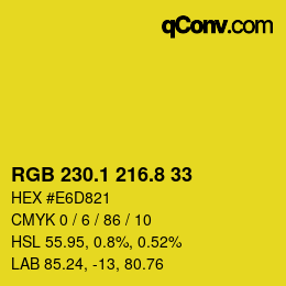 カラーコード: RGB 230.1 216.8 33 | qconv.com