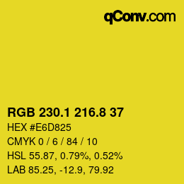 カラーコード: RGB 230.1 216.8 37 | qconv.com