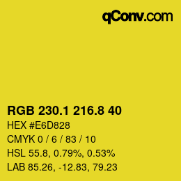 カラーコード: RGB 230.1 216.8 40 | qconv.com