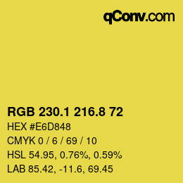 カラーコード: RGB 230.1 216.8 72 | qconv.com