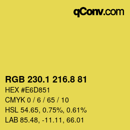 カラーコード: RGB 230.1 216.8 81 | qconv.com