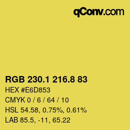 カラーコード: RGB 230.1 216.8 83 | qconv.com
