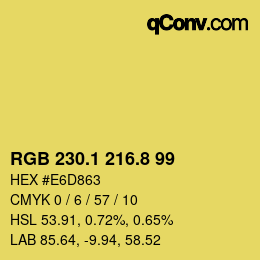 カラーコード: RGB 230.1 216.8 99 | qconv.com