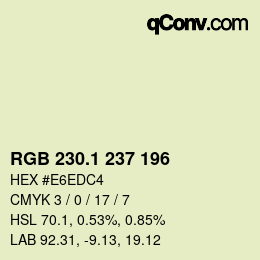 カラーコード: RGB 230.1 237 196 | qconv.com