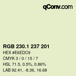 Color code: RGB 230.1 237 201 | qconv.com