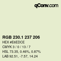 Color code: RGB 230.1 237 206 | qconv.com