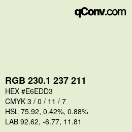 Color code: RGB 230.1 237 211 | qconv.com