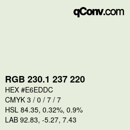 Color code: RGB 230.1 237 220 | qconv.com
