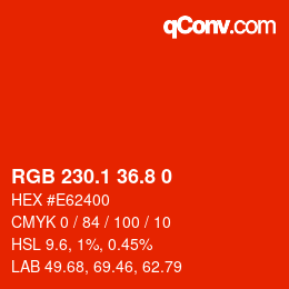 Color code: RGB 230.1 36.8 0 | qconv.com