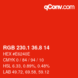 Color code: RGB 230.1 36.8 14 | qconv.com