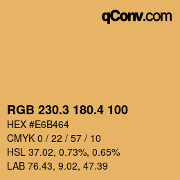 カラーコード: RGB 230.3 180.4 100 | qconv.com