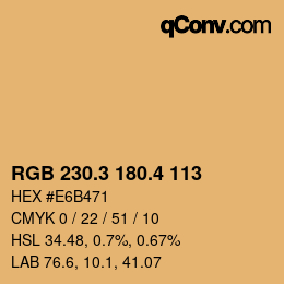 カラーコード: RGB 230.3 180.4 113 | qconv.com