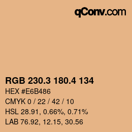 カラーコード: RGB 230.3 180.4 134 | qconv.com