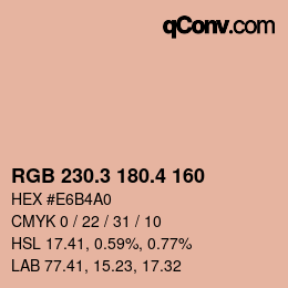 カラーコード: RGB 230.3 180.4 160 | qconv.com