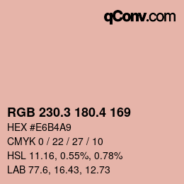 カラーコード: RGB 230.3 180.4 169 | qconv.com