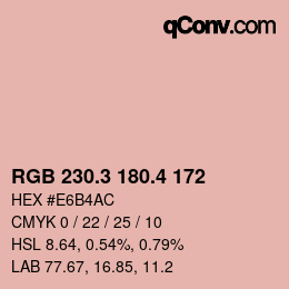 カラーコード: RGB 230.3 180.4 172 | qconv.com