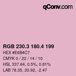 カラーコード: RGB 230.3 180.4 199 | qconv.com