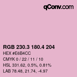 カラーコード: RGB 230.3 180.4 204 | qconv.com