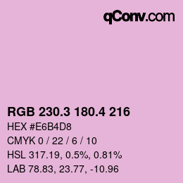 カラーコード: RGB 230.3 180.4 216 | qconv.com