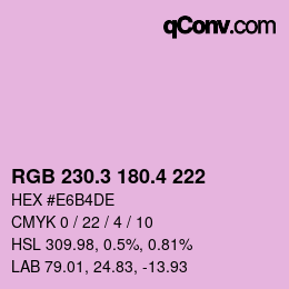 カラーコード: RGB 230.3 180.4 222 | qconv.com