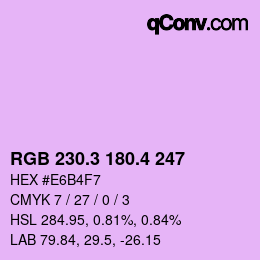 カラーコード: RGB 230.3 180.4 247 | qconv.com