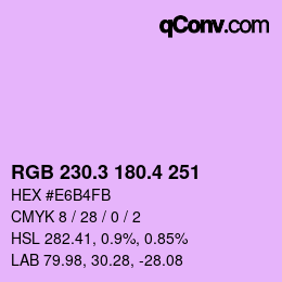 カラーコード: RGB 230.3 180.4 251 | qconv.com