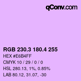 カラーコード: RGB 230.3 180.4 255 | qconv.com