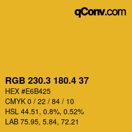 カラーコード: RGB 230.3 180.4 37 | qconv.com