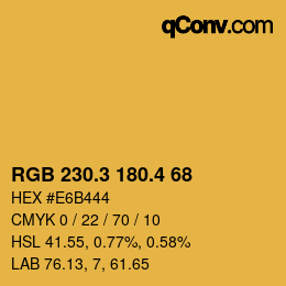 カラーコード: RGB 230.3 180.4 68 | qconv.com