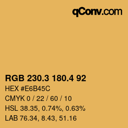 カラーコード: RGB 230.3 180.4 92 | qconv.com