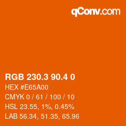 カラーコード: RGB 230.3 90.4 0 | qconv.com