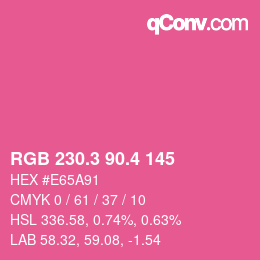 カラーコード: RGB 230.3 90.4 145 | qconv.com