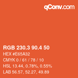 カラーコード: RGB 230.3 90.4 50 | qconv.com